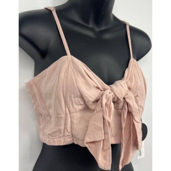 Amuse Society Pink Crop Top Blouse Size Medium M Mauve Shirred Women NWT New - Picture 3 of 7